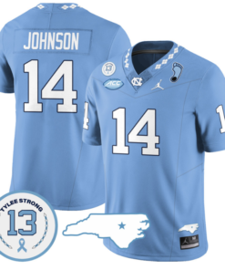 Max Johnson Jersey #14 North Carolina Tar Heels Vapor College Football Stitched Blue