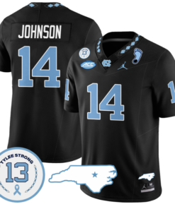 Max Johnson Jersey #14 North Carolina Tar Heels Vapor College Football Stitched Black