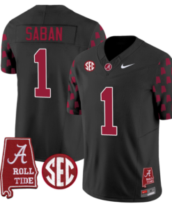 Nick Saban Jersey #1 Alabama Crimson Tide Vapor College Football Limited Stitched Black