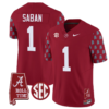 Nick Saban Jersey #1 Alabama Crimson Tide Vapor College Football Limited Stitched Crimson