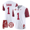 Nick Saban Jersey #1 Alabama Crimson Tide Vapor College Football Limited Stitched Crimson Sleeves
