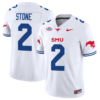Preston Stone Jersey #2 SMU Mustangs Icy College Football Vapor Limited White