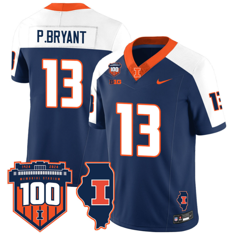 Pat Bryant Jersey #13 Illinois Fighting Vapor Limited College Football Stitched Navy Alternate
