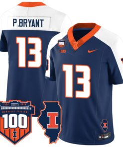 Pat Bryant Jersey #13 Illinois Fighting Vapor Limited College Football Stitched Navy Alternate