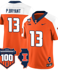 Pat Bryant Jersey #13 Illinois Fighting Vapor Limited College Football Stitched Orange Alternate