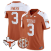 Quinn Ewers Jersey #3 Texas Longhorns State Map and Sec Patch Vapor Limited College Football Stitched Orange Alternate