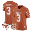 Quinn Ewers Jersey #3 Texas Longhorns State Map and Sec Patch Vapor Limited College Football Stitched Texas Orange