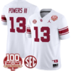 Reggie Powers III Jersey #13 Oklahoma Sooners 100th Anniversary Patch Vapor Limited College Football Stitched White