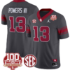 Reggie Powers III Jersey #13 Oklahoma Sooners 100th Anniversary Patch Vapor Limited College Football Stitched Anthracite