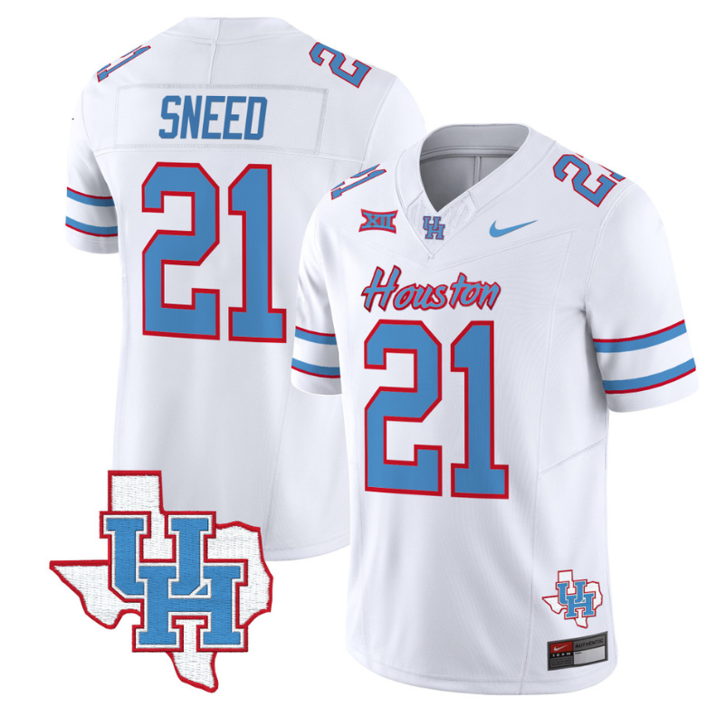 Stacy Sneed Jersey #21 Houston Cougars Oilers Inspired Vapor College Football Limited Stitched White 8 Stacy Sneed Jersey #21 Houston Cougars Oilers Inspired Vapor College Football Limited Stitched White