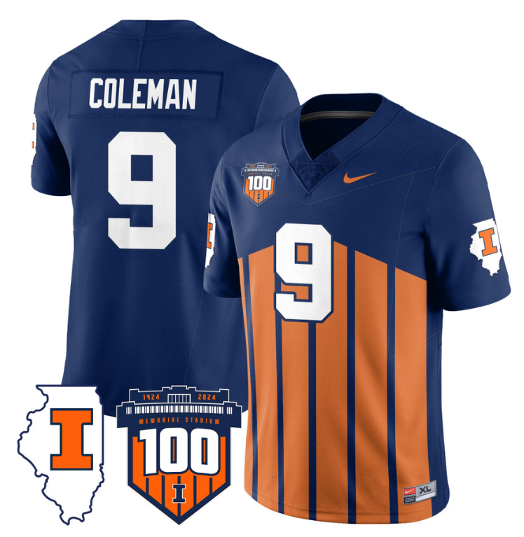 Seth Coleman Jersey #9 Illinois Fighting Vapor Limited College Football Stitched Throwback 8 Seth Coleman Jersey #9 Illinois Fighting Vapor Limited College Football Stitched Throwback
