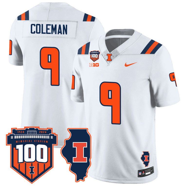Seth Coleman Jersey #9 Illinois Fighting Vapor Limited College Football Stitched White 8 Seth Coleman Jersey #9 Illinois Fighting Vapor Limited College Football Stitched White