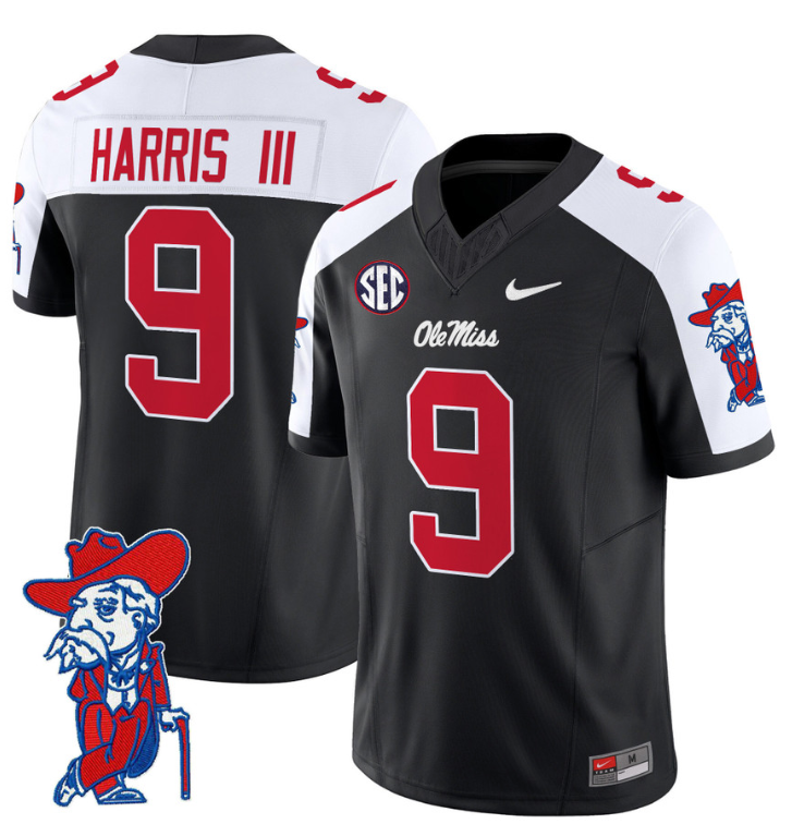 Tre Harris Jersey #9 Ole Miss Rebels Vapor Limited College Football Stitched Black Alternate 8 Tre Harris Jersey #9 Ole Miss Rebels Vapor Limited College Football Stitched Black Alternate