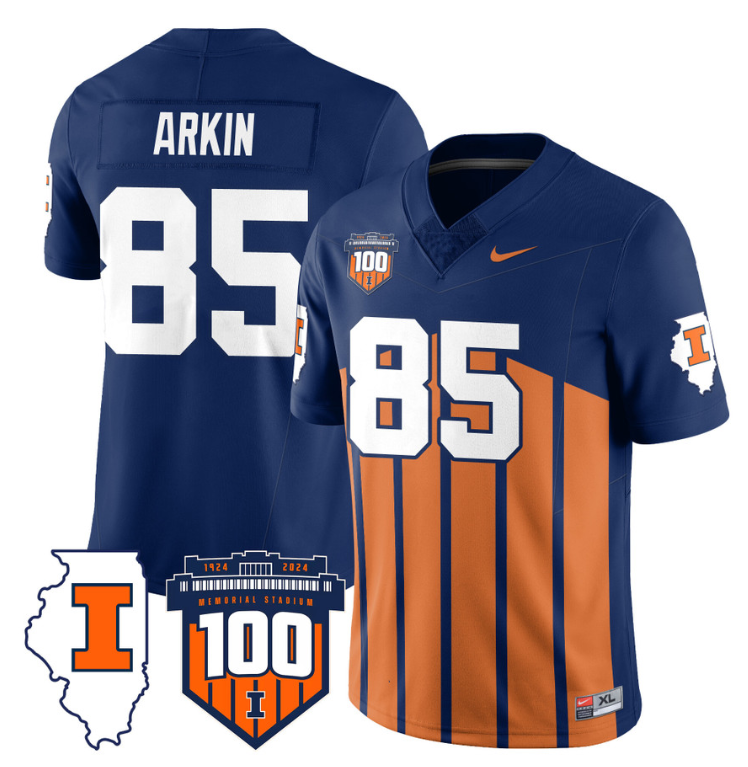 Tanner Arkin Jersey #85 Illinois Fighting Vapor Limited College Football Stitched Throwback 8 Tanner Arkin Jersey #85 Illinois Fighting Vapor Limited College Football Stitched Throwback
