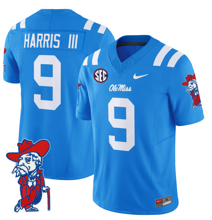 Tre Harris Jersey #9 Ole Miss Rebels Vapor Limited College Football Stitched Powder Blue 8 Tre Harris Jersey #9 Ole Miss Rebels Vapor Limited College Football Stitched Powder Blue