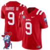 Tre Harris Jersey #9 Ole Miss Rebels Vapor Limited College Football Stitched Red