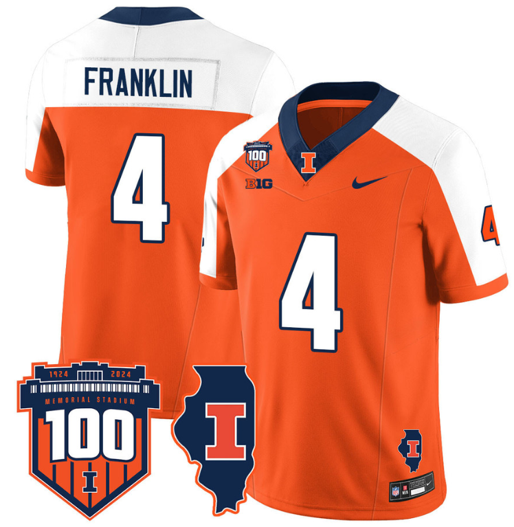 Zakhari Franklin Jersey #4 Illinois Fighting Vapor Limited College Football Stitched Orange Alternate 8 Zakhari Franklin Jersey #4 Illinois Fighting Vapor Limited College Football Stitched Orange Alternate