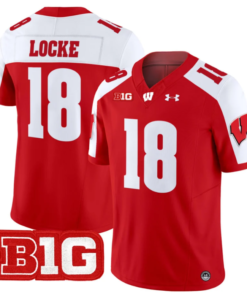 Braedyn Locke Jersey #18 Wisconsin Badgers Vapor Football Stitched Red Alternate