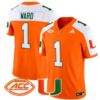 Cam Ward Jersey #1 Miami Hurricanes Vapor Football Stitched Orange Alternate