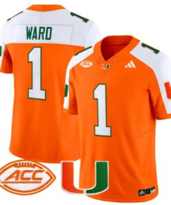 Cam Ward Jersey #1 Miami Hurricanes Vapor Football Stitched Orange Alternate