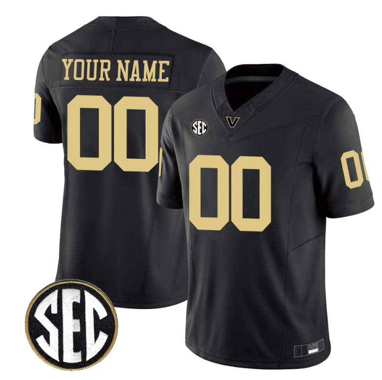 Custom Vanderbilt Commodores Jersey Name and Number College Football Stitched Black 8 Custom Vanderbilt Commodores Jersey Name and Number College Football Stitched Black