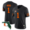 Cameron Ward Jersey #1 Miami Hurricanes Florida Map College Football Stitched Black