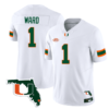 Cameron Ward Jersey #1 Miami Hurricanes Florida Map College Football Stitched White