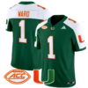Cam Ward Jersey #1 Miami Hurricanes Vapor Football Stitched Green Alternate