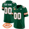 Custom Miami Hurricanes Jersey Name and Number Vapor Football Stitched Green
