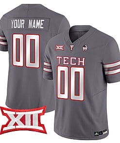 Custom Texas Tech Red Raiders Jersey Name and Number Vapor Limited Football Grey