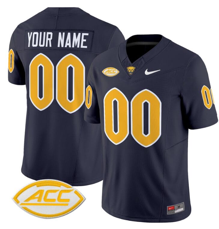 Custom Pittsburgh Panthers Jersey Name and Number Vapor Limited College Football Stitched Navy 8 Custom Pittsburgh Panthers Jersey Name and Number Vapor Limited College Football Stitched Navy
