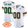 Custom Miami Hurricanes Jersey Name and Number Vapor Football Stitched White