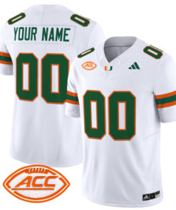 Custom Miami Hurricanes Jersey Name and Number Vapor Football Stitched White