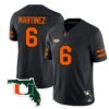 Damien Martinez Jersey #6 Miami Hurricanes Florida Map College Football Stitched Black