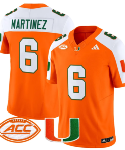 Damien Martinez Jersey #6 Miami Hurricanes Vapor Football Stitched Orange Alternate
