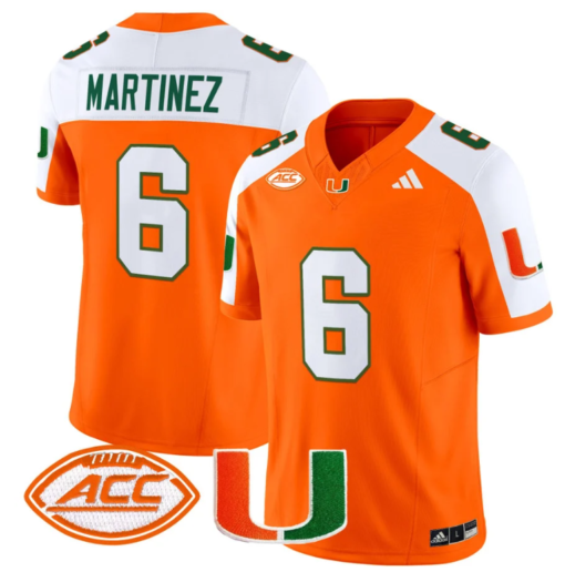 Damien Martinez Jersey #6 Miami Hurricanes Vapor Football Stitched Orange Alternate