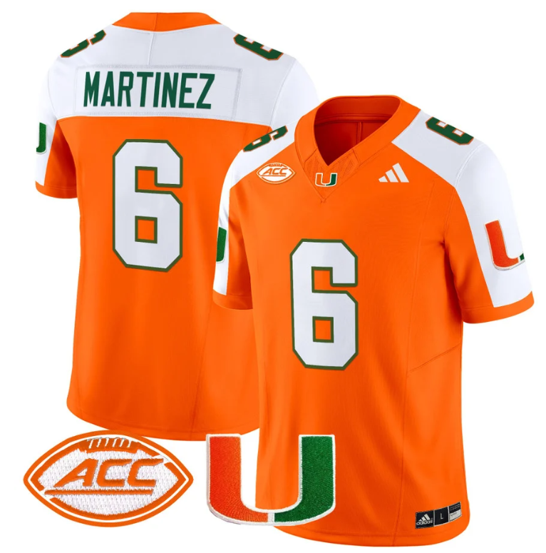 Damien Martinez Jersey #6 Miami Hurricanes Vapor Football Stitched Orange Alternate 8 Damien Martinez Jersey #6 Miami Hurricanes Vapor Football Stitched Orange Alternate