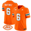 Damien Martinez Jersey #6 Miami Hurricanes Vapor Football Stitched Orange