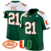 Jordan Lyle Jersey #21 Miami Hurricanes Vapor Football Stitched Green Alternate