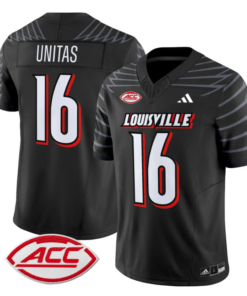 Johnny Unitas Jersey #16 Louisville Cardinals Vapor Football Stitched Black