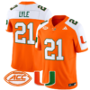Jordan Lyle Jersey #21 Miami Hurricanes Vapor Football Stitched Orange Alternate