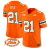 Jordan Lyle Jersey #21 Miami Hurricanes Vapor Football Stitched Orange