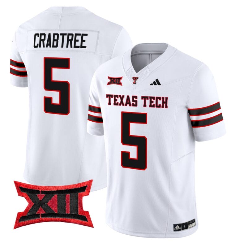 Michael Crabtree Jersey #5 Texas Tech Red Raiders Vapor Limited Football White 8 Michael Crabtree Jersey #5 Texas Tech Red Raiders Vapor Limited Football White