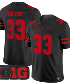 Ron Dayne Jersey #33 Wisconsin Badgers Vapor Football Stitched Black