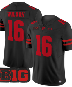 Russell Wilson Jersey #16 Wisconsin Badgers Vapor Football Stitched Black