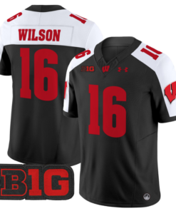 Russell Wilson Jersey #16 Wisconsin Badgers Vapor Football Stitched Black Alternate