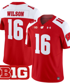 Russell Wilson Jersey #16 Wisconsin Badgers Vapor Football Stitched Red Alternate