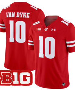 Tyler Van Dyke Jersey #10 Wisconsin Badgers Vapor Football Stitched Red