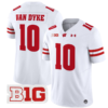 Tyler Van Dyke Jersey #10 Wisconsin Badgers Vapor Football Stitched White