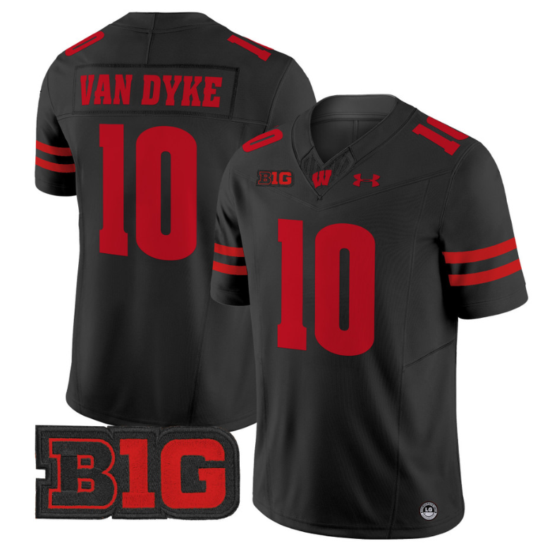 Tyler Van Dyke Jersey #10 Wisconsin Badgers Vapor Football Stitched Black 8 Tyler Van Dyke Jersey #10 Wisconsin Badgers Vapor Football Stitched Black